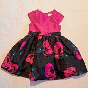 Gymboree girls size 2T black & pink floral party dress, EUC